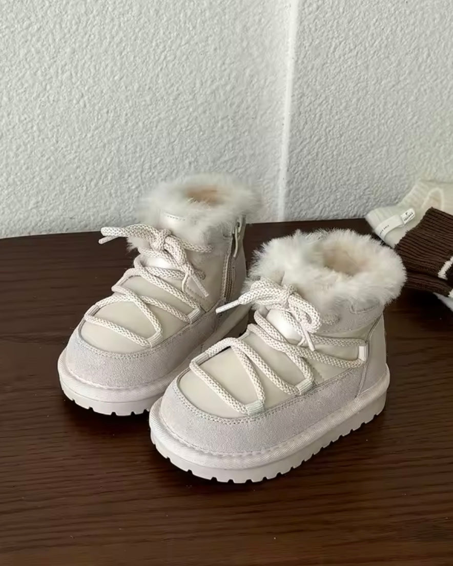 Premium Quality Faux Fur Lined Winter Boots – Cream (US 7.5 Toddler)