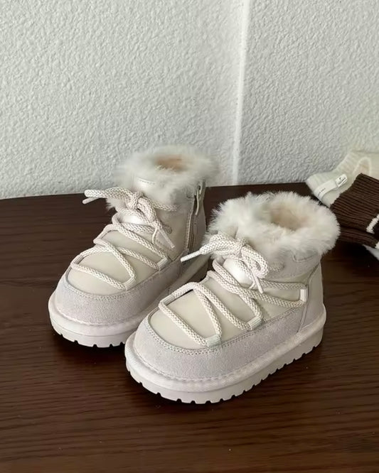 Premium Quality Faux Fur Lined Winter Boots – Cream (US 7.5 Toddler)