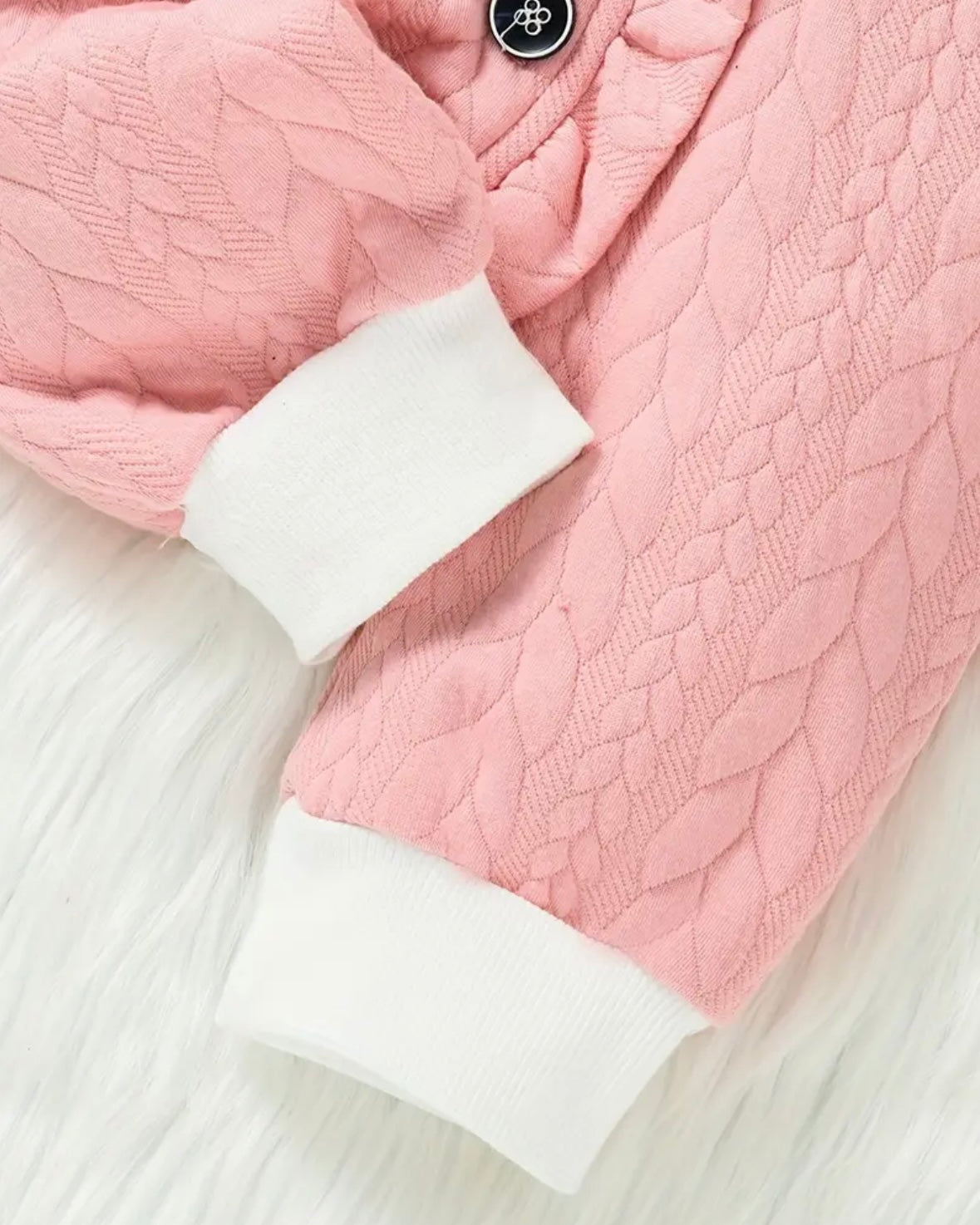 Quilted Baby Romper with Floral Hood – Pink (3–6M)