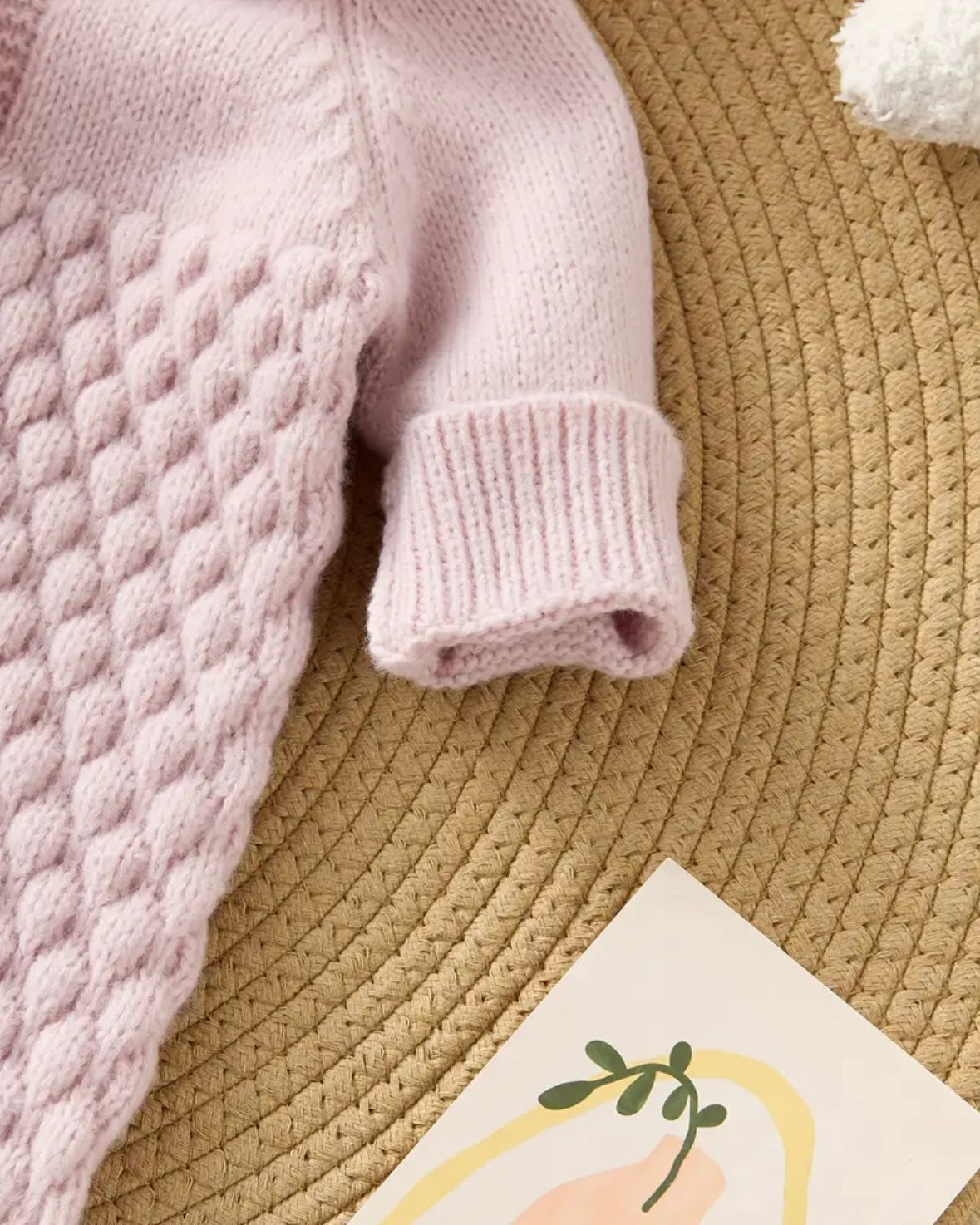 Blushed Lilac Knitted Baby Girl Hooded Romper – Cozy Winter Knit | 3–6M