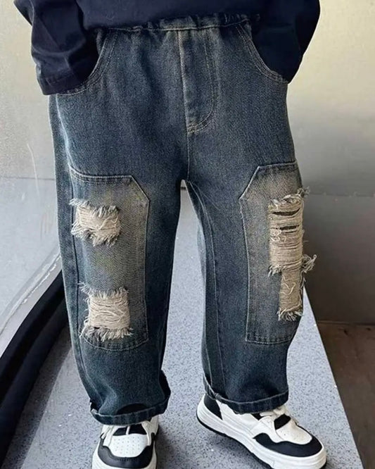 Toddler Boy & Girl Distressed Denim Jeans – Streetwear Style, Size 1–2Y