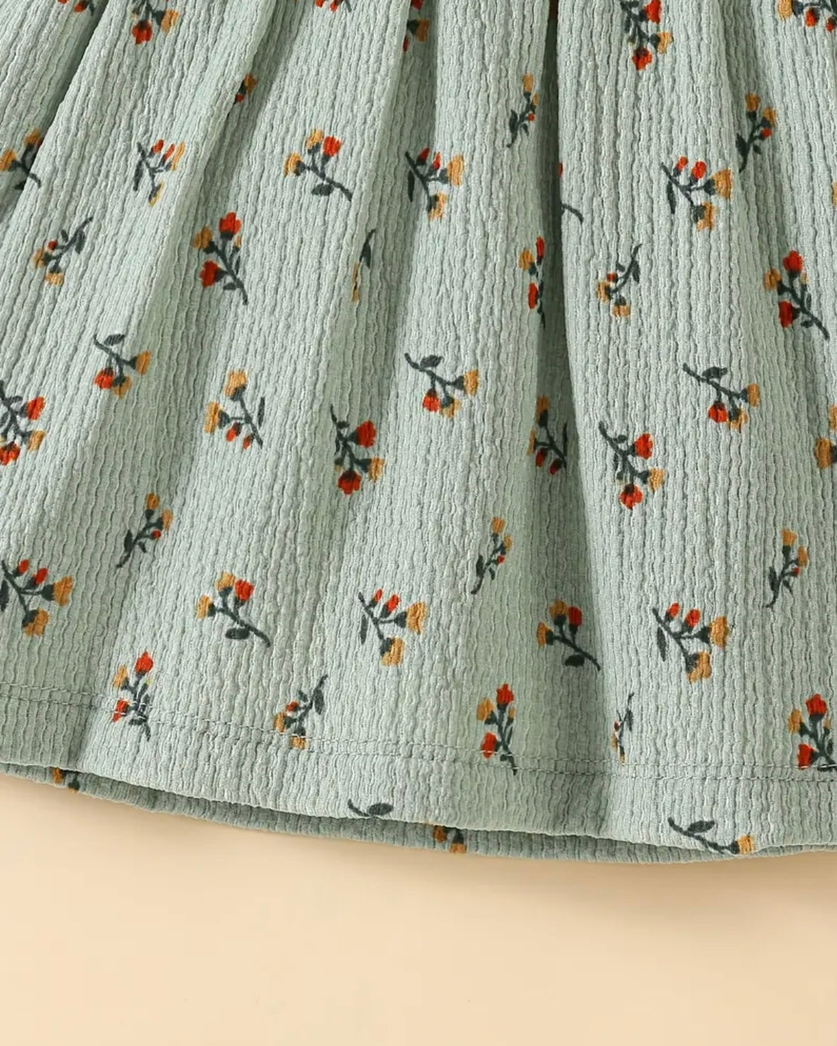 Baby Girl Sage Green Embroidered Dress Outfit Set with Tights & Headband – Size 12-18M