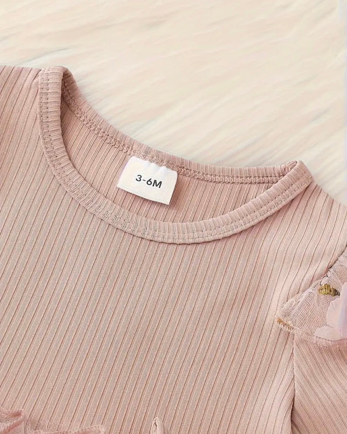 Baby Girl Blush Pink Tulle Dress with Floral Embroidery & Bow Details – Size 3–6M