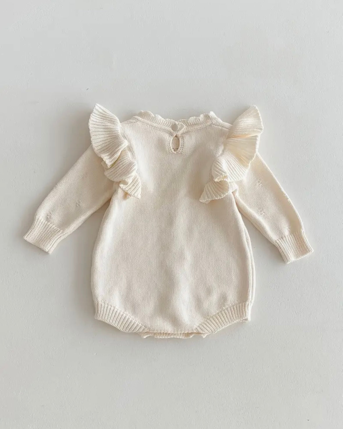 ✨ Ivory Ruffle Knit Romper – Size 3-6 Months ✨