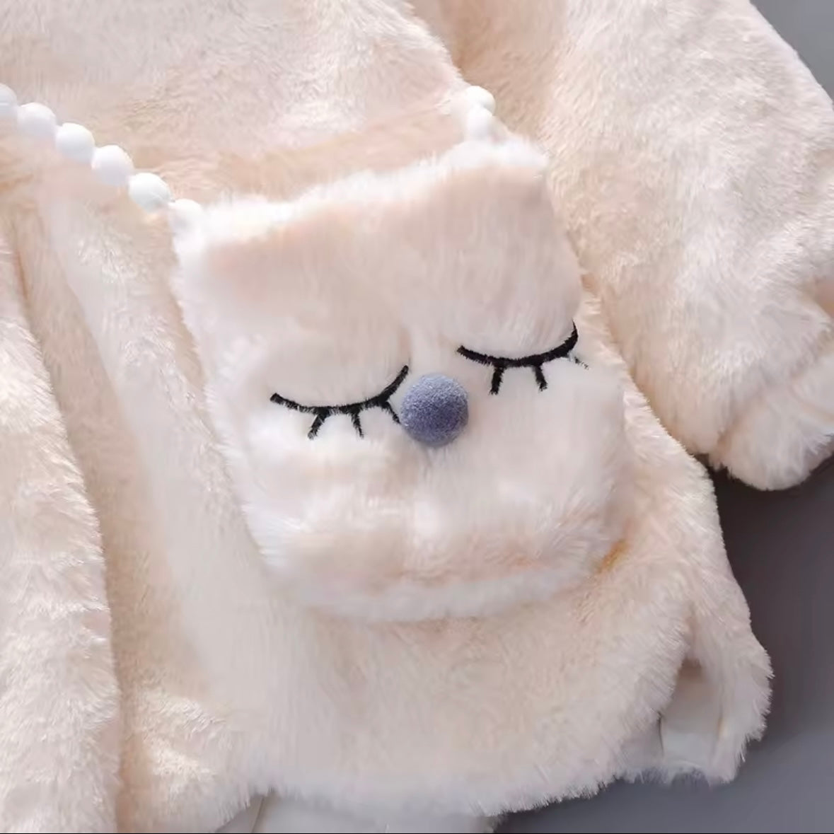 Plush Bunny Hooded Coat with Matching Purse – Sizes 18–24M & 2–3Y