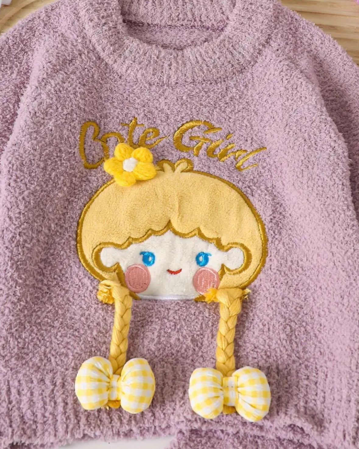 Cute Girl Lilac Plush Knit Set – 2 Piece Cozy Outfit (12–18M)