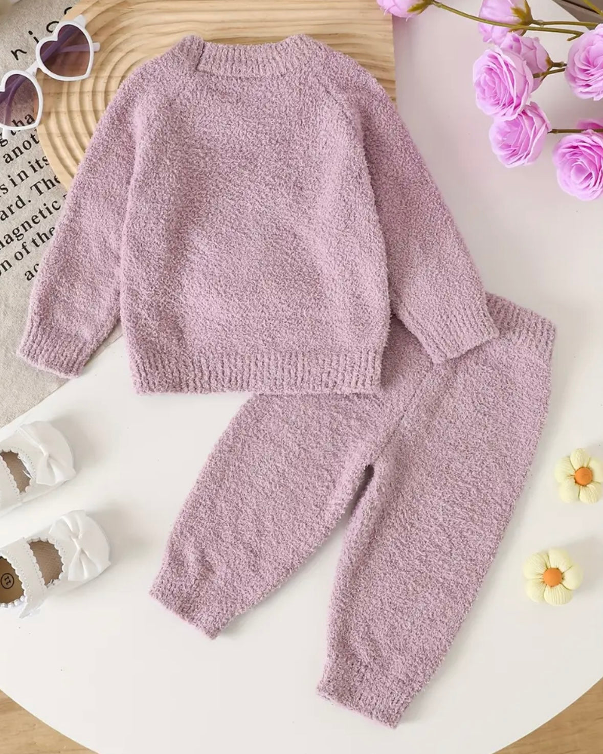 Cute Girl Lilac Plush Knit Set – 2 Piece Cozy Outfit (12–18M)