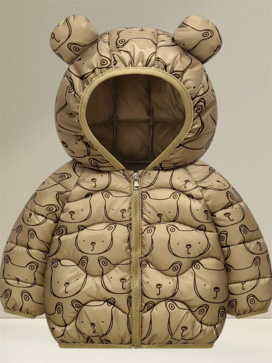 Baby Bear Hooded Puffer Jacket – Warm Winter Coat with Ears (Size 1–2 Years)